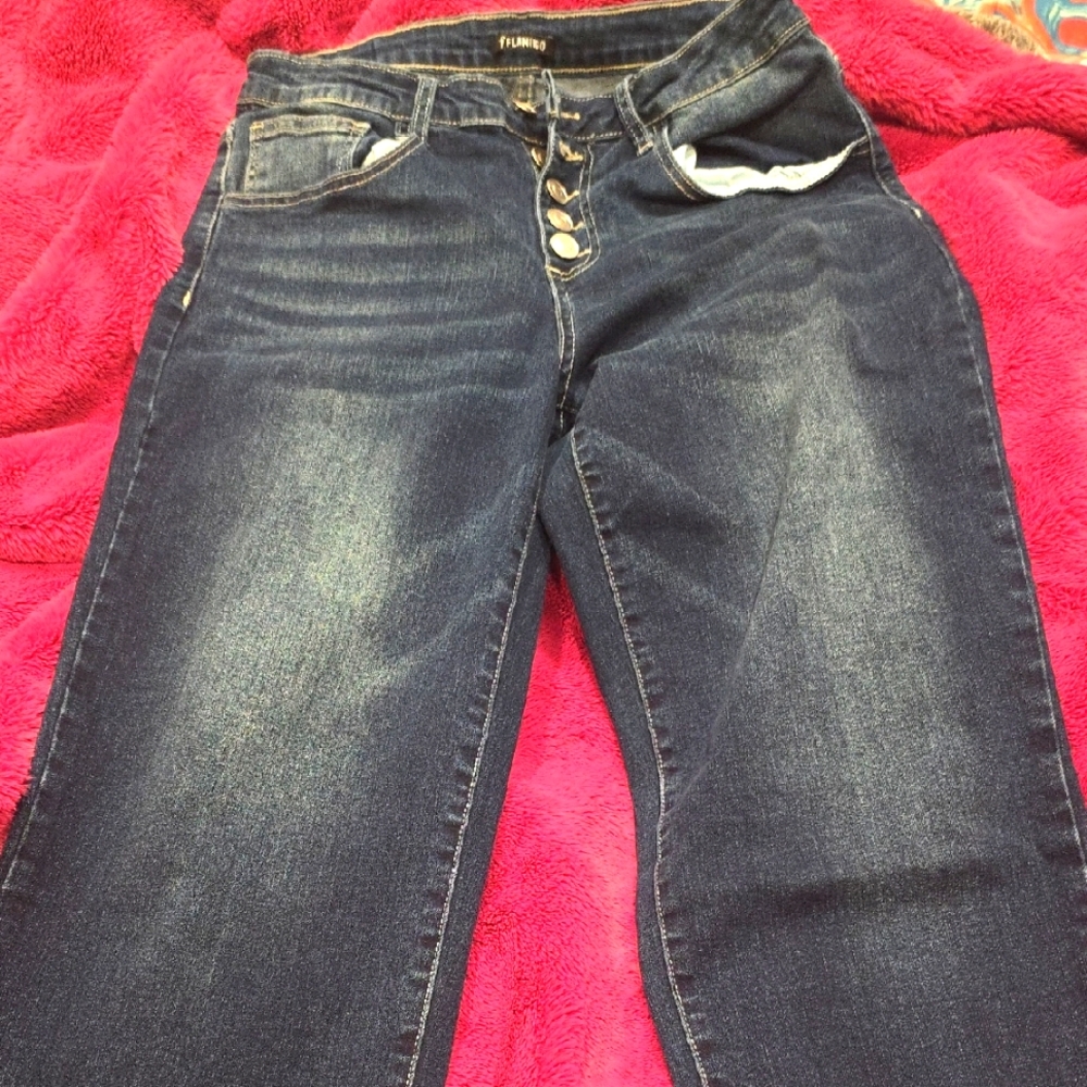Flamingo Women's High Rise Dark Indigo Jeans